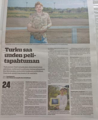 Newspaper clipping: Turku saa uuden pelitapahtuman (Turun Sanomat)